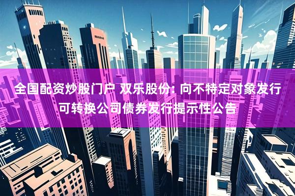 全国配资炒股门户 双乐股份: 向不特定对象发行可转换公司债券发行提示性公告